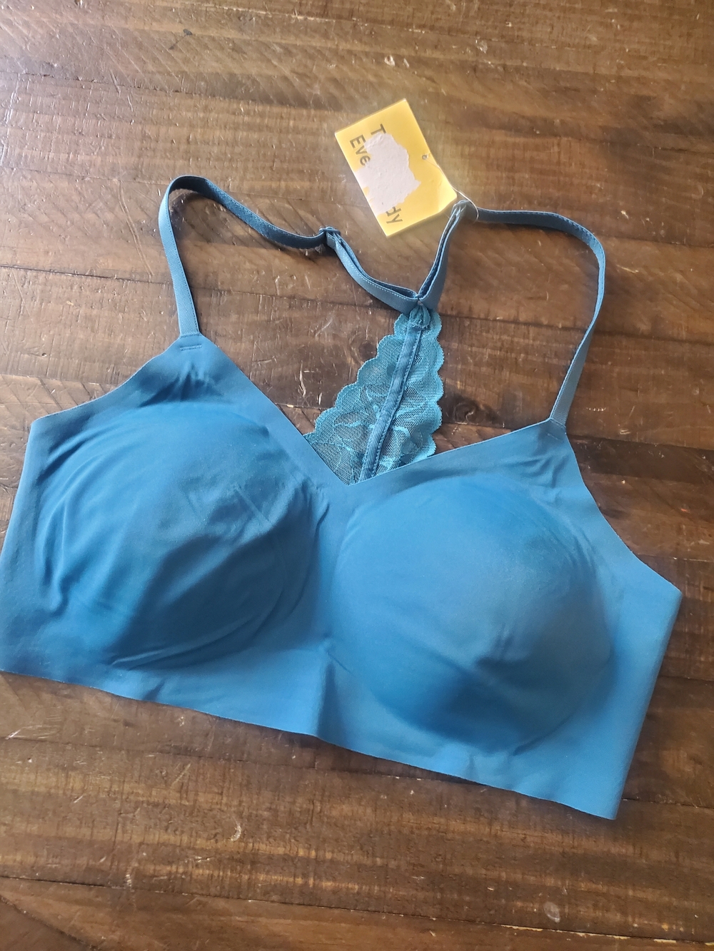 True & Co. Teal Lace-Trim Seamless Bralette